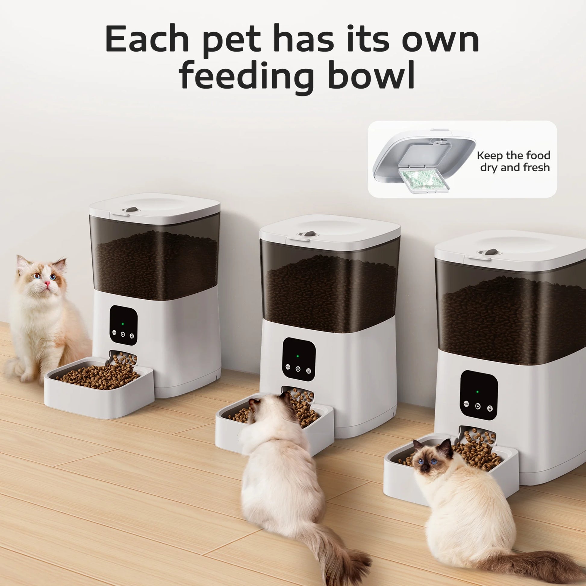 7L Wi-Fi Enabled Automatic Pet Feeder with APP Remote Control for Cats and Dogs, White, 13.10 x 6.50 x 12.60 inches